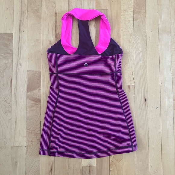 Lululemon Scoop Neck Tank in Hyper Raspberry Stripe Glo - Picture 7 of 8
